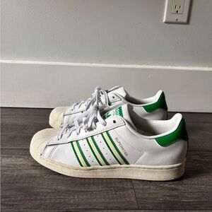 Adidas Superstar White and Green Women’s Sneakers